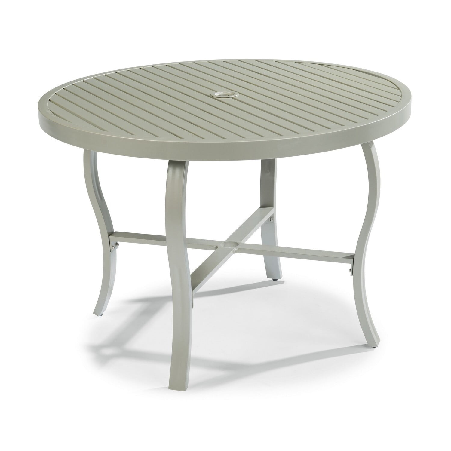 Captiva Gray Aluminum Outdoor Dining Table with Umbrella Hole