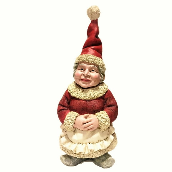 Homestyles Christmas Mrs. Santa Claus Gnome in Holiday Outfit and Cooking Apron Statue 18"H