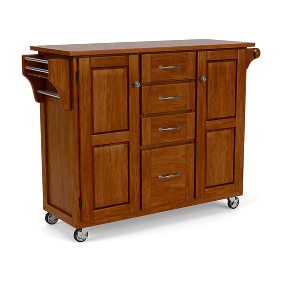 Homestyles Create-a-Cart Solid Wood Kitchen Cart in Cherry with Oak Top