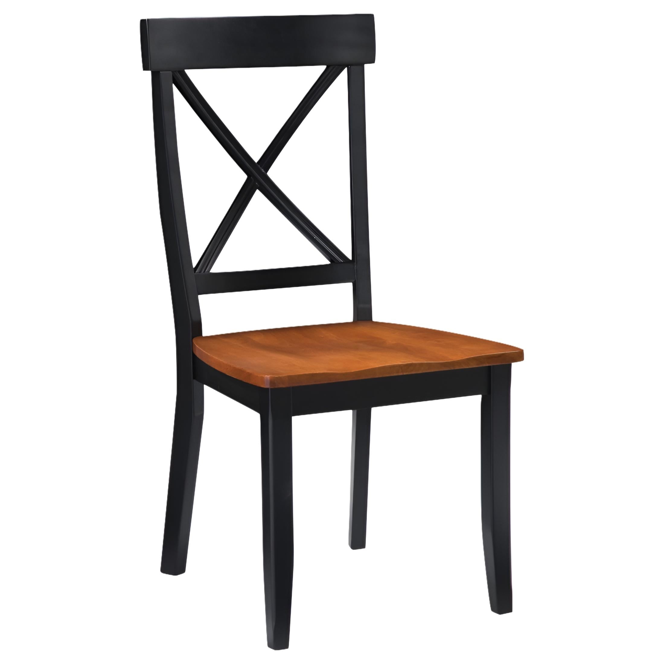Black and Cottage Oak High Cross Back Wood Side Chair