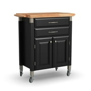 Homestyles Dolly Madison Engineered Wood Kitchen Cart in Black/Natural Maple Top