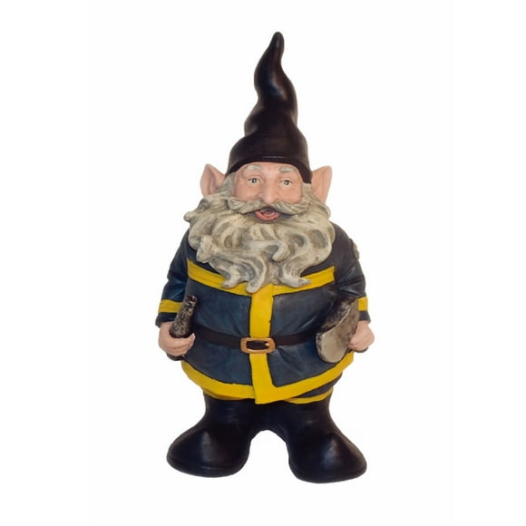 Homestyles "Fireman the Hero" Firefighter Gnome Holding a Fire Hose & Axe Large Outdoor Garden Statue 13"H