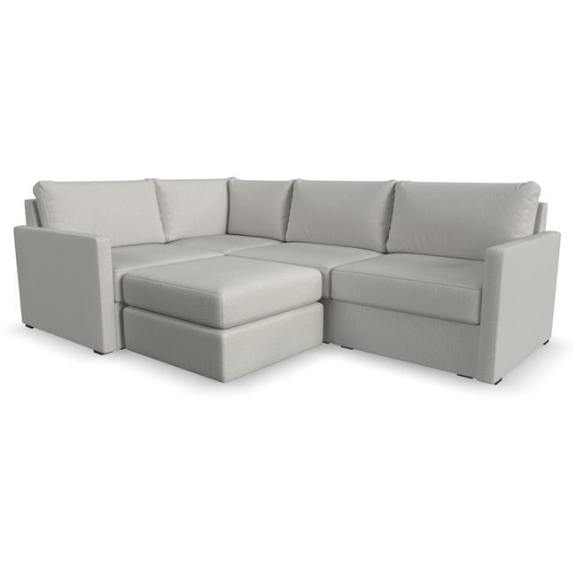 Frost Light Gray Fabric Modular Sectional Sofa with Ottoman