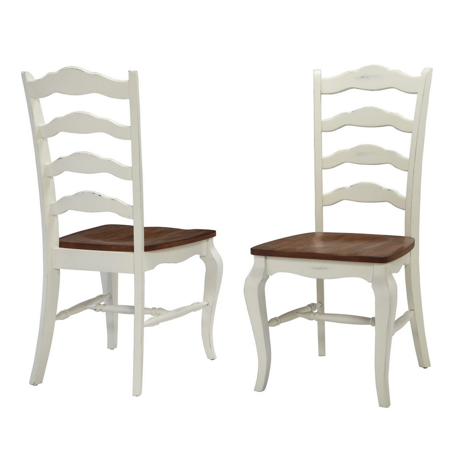 High Ladderback Oak and Rubbed White Side Chair