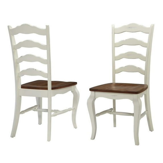 Homestyles French Countryside Dining Chair in Oak and Rubbed White (Set of 2)