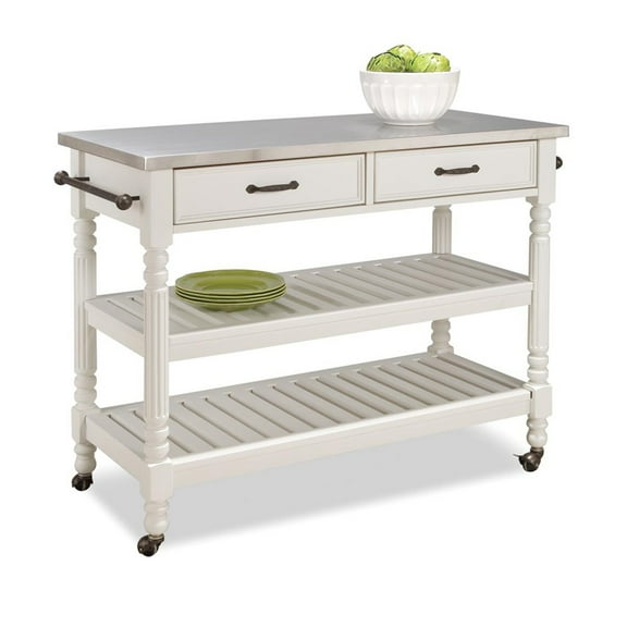 Homestyles General Line Wood Kitchen Cart in Off White