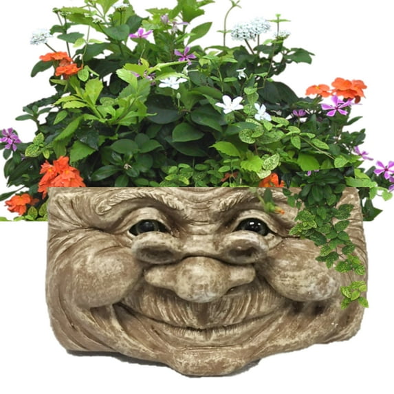 Homestyles Grandma "Violet" Muggly Face Garden Statue Tree & Patio Wall Planter