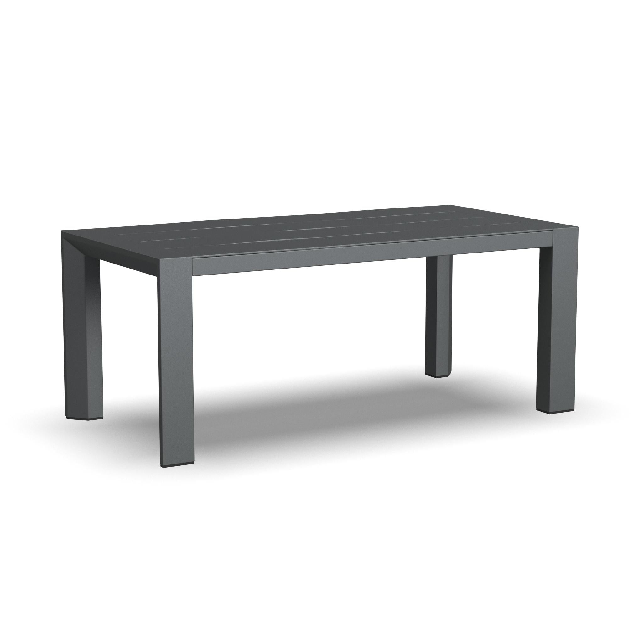 Gray 40" Aluminum Outdoor Coffee Table with Slatted Top