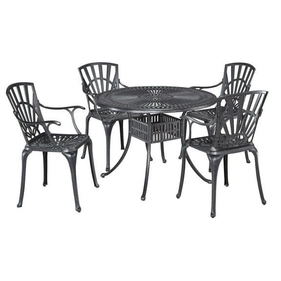 Homestyles Grenada Aluminum 5 Piece Outdoor Dining Set in Charcoal