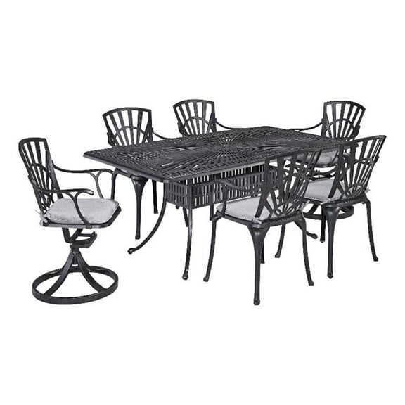 Homestyles Grenada Aluminum 7 Piece Outdoor Dining Set in Charcoal