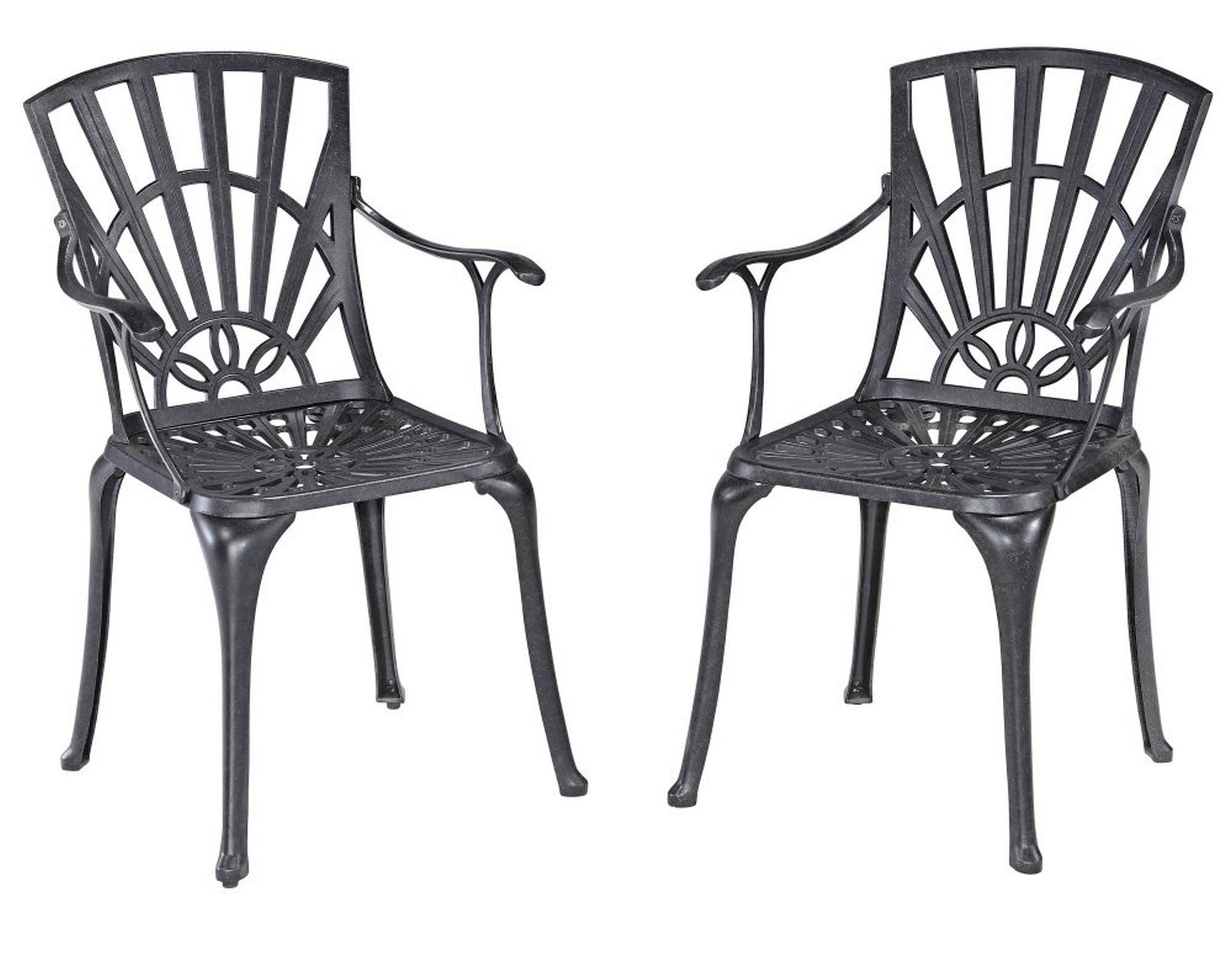 Grenada Charcoal Cast Aluminum Outdoor Dining Chair Pair