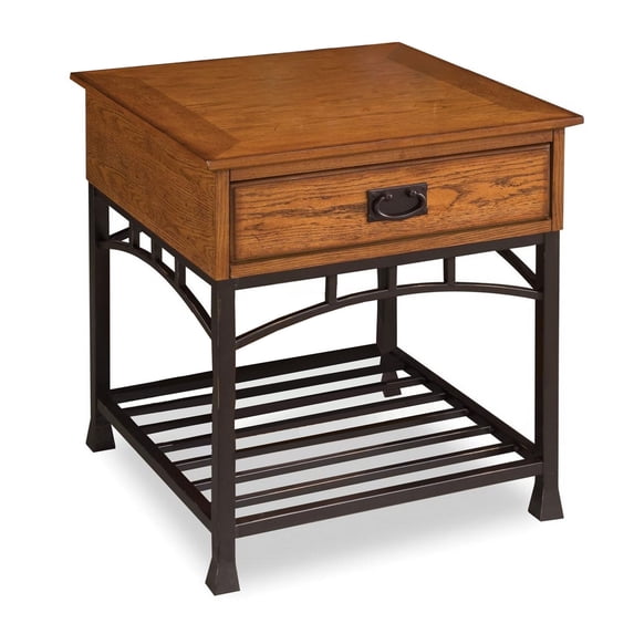 Homestyles Modern Craftsman Wood End Table in Brown