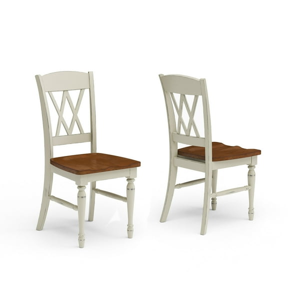 Homestyles Monarch Dining Chair Pair in Antique White and Oak