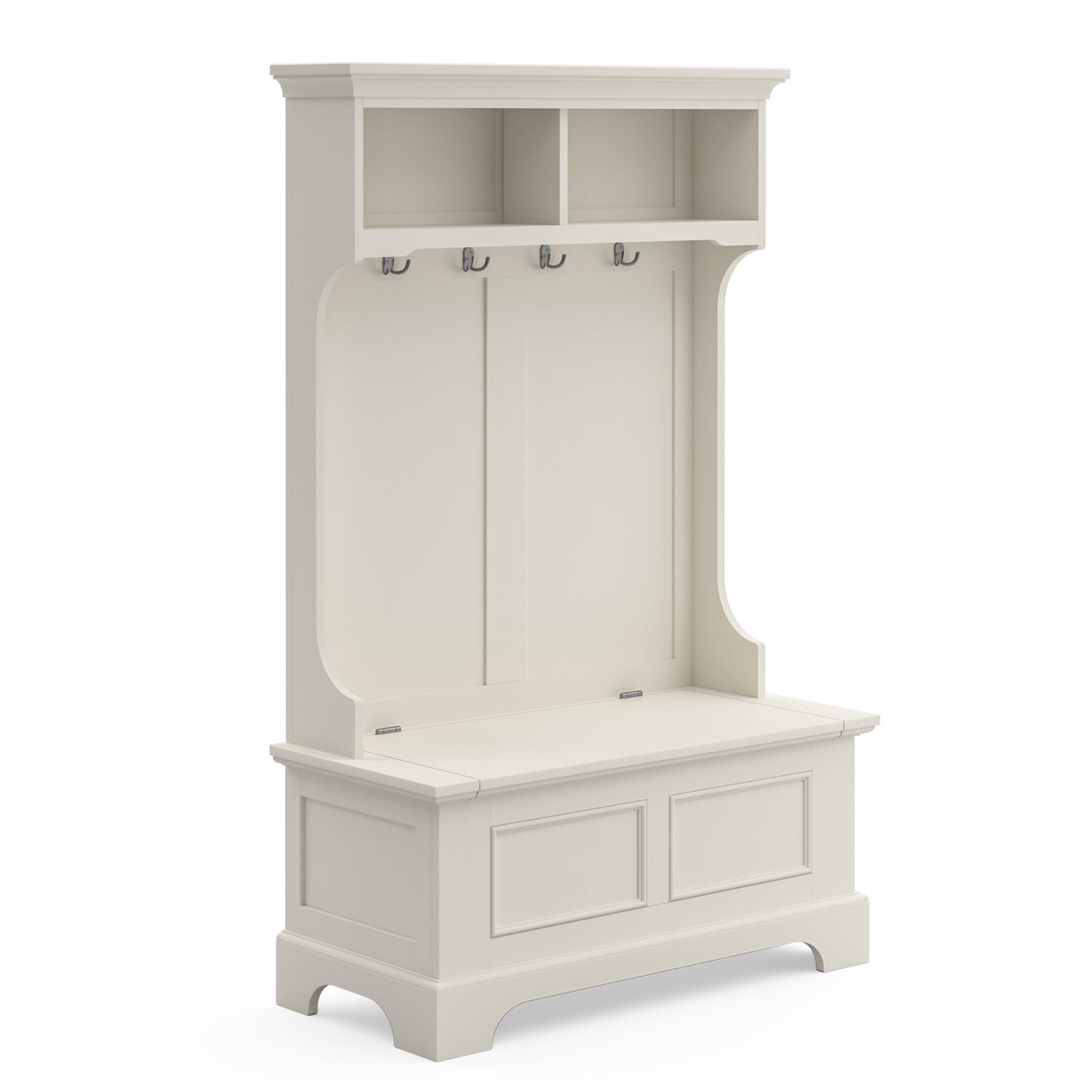 Naples Off-White Wood Hall Tree with Storage Bench