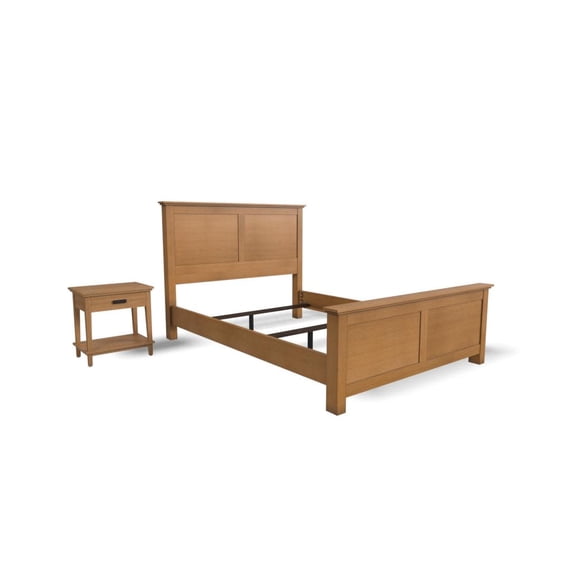 Homestyles Oak Park 2-Piece Traditional Wood Queen Bed with Nightstand in Brown