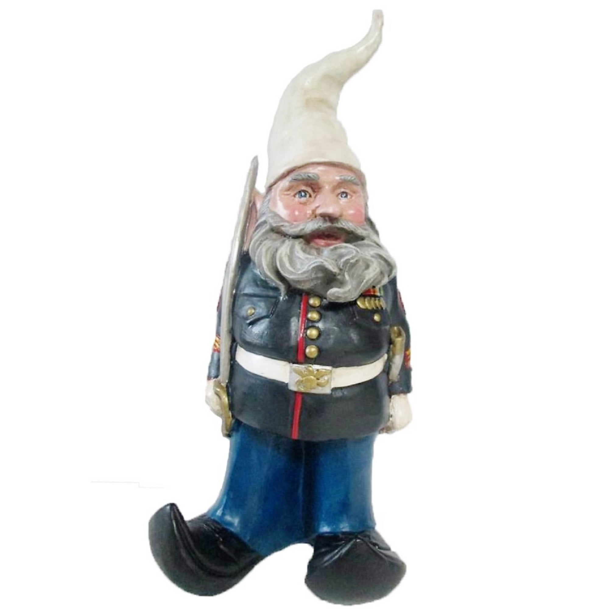 Nowaday Gnomes - "Ooh Rah" Marine Gnome Military Soldier Dress Blues with Sword Home & Garden Gnome Statue 14"H