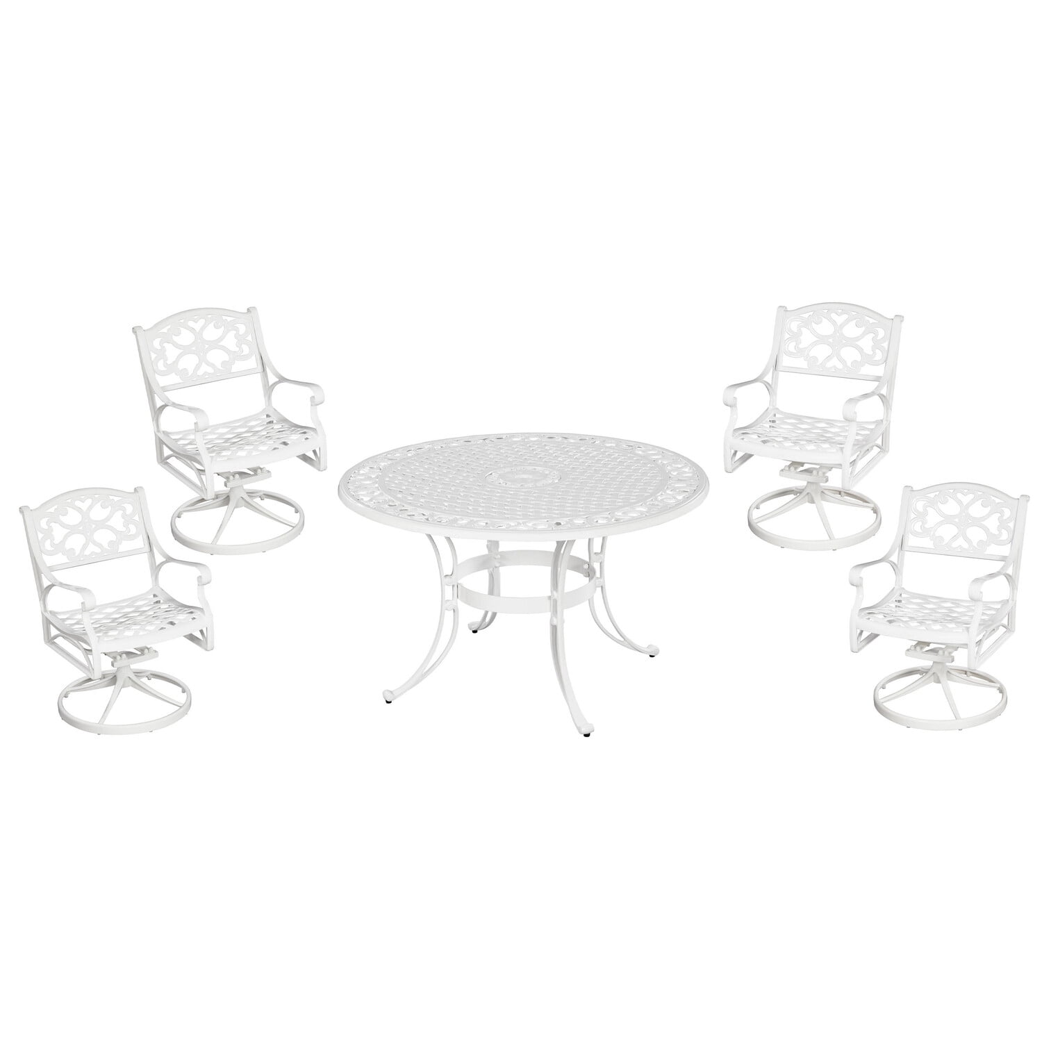 Homestyles Sanibel Aluminum 5 Piece Outdoor Dining Set in White ...