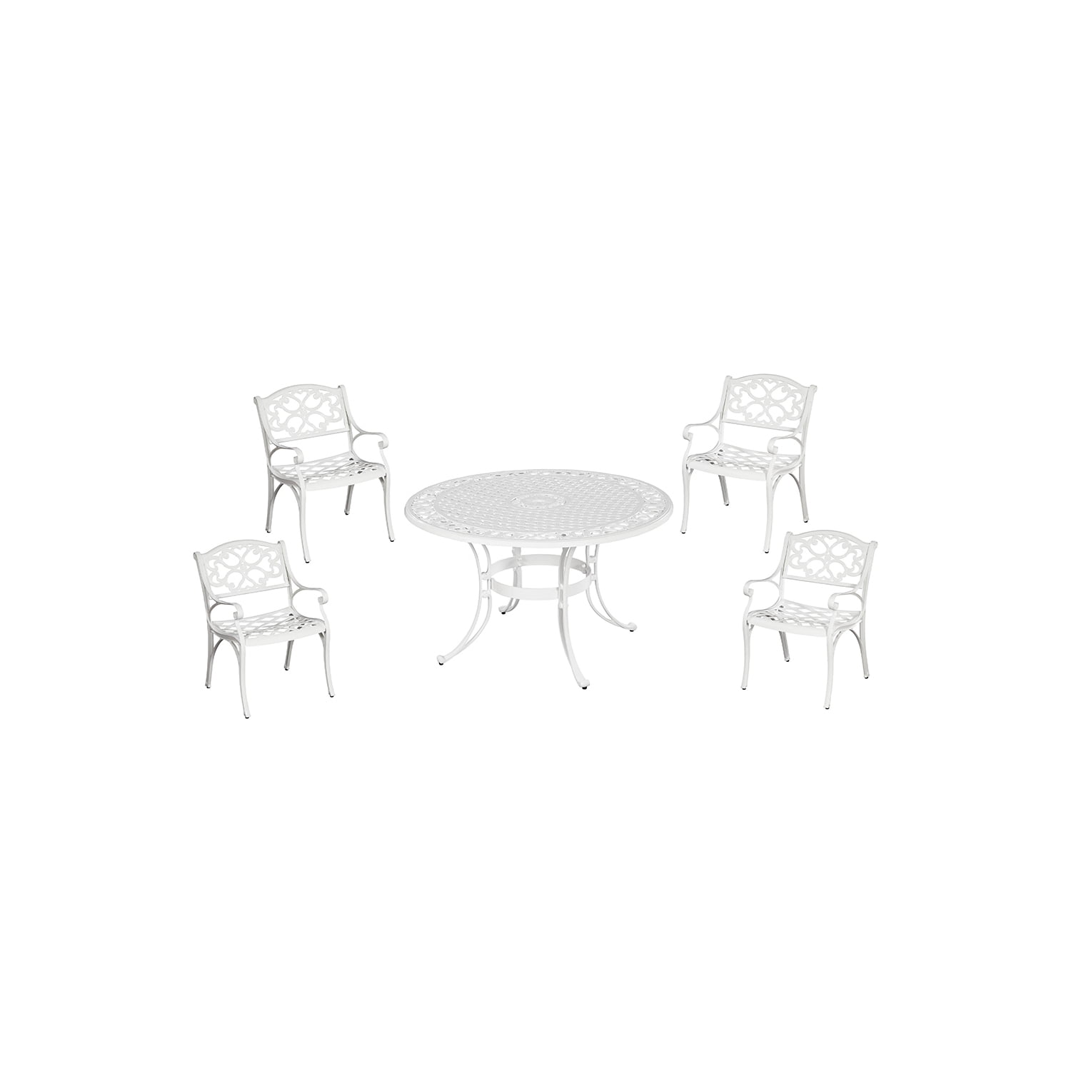 Homestyles Sanibel Aluminum 5 Piece Outdoor Dining Set in White