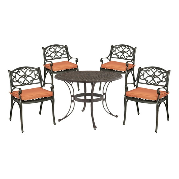 Homestyles Sanibel Cast Aluminum 5Pc Outdoor Dining Set w/Arm Chairs in Bronze