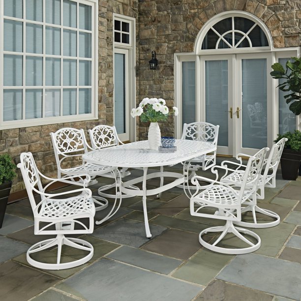Homestyles Sanibel White 7 Piece Outdoor Dining Set