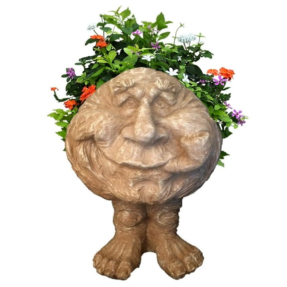 Homestyles Stone Wash Grandpa "Old Hickory" the Muggly Statue Face Statue Planter Pot