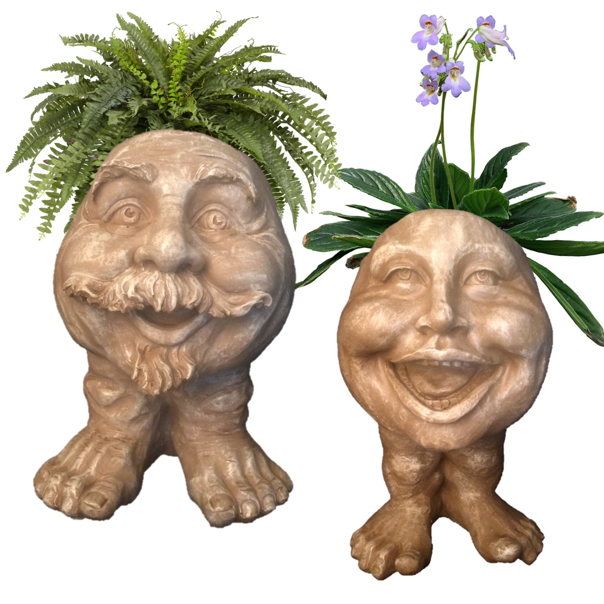 Homestyles Stone Wash Uncle Nate & Aunt Minnie the Muggly Face Statue Planter