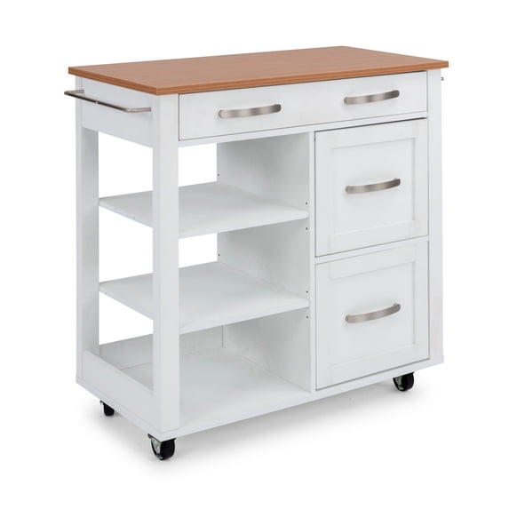 Homestyles Storage Plus Off White Wood Kitchen Cart