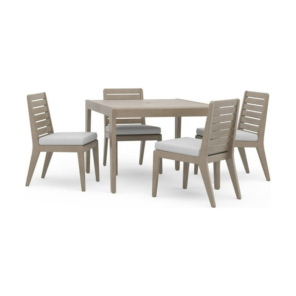 Homestyles Sustain Wood Outdoor Dining Table and Four Chairs in Gray