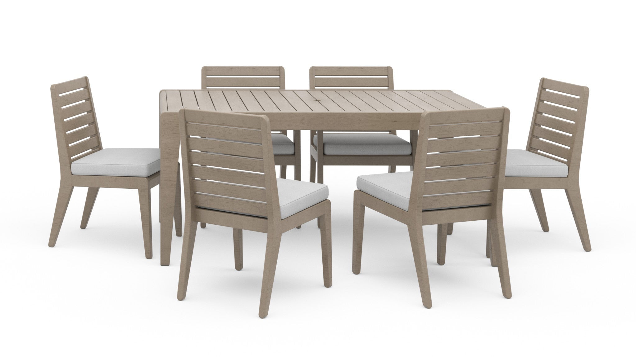 Gray Acacia Wood Outdoor Dining Set with Cushions, 6 Person