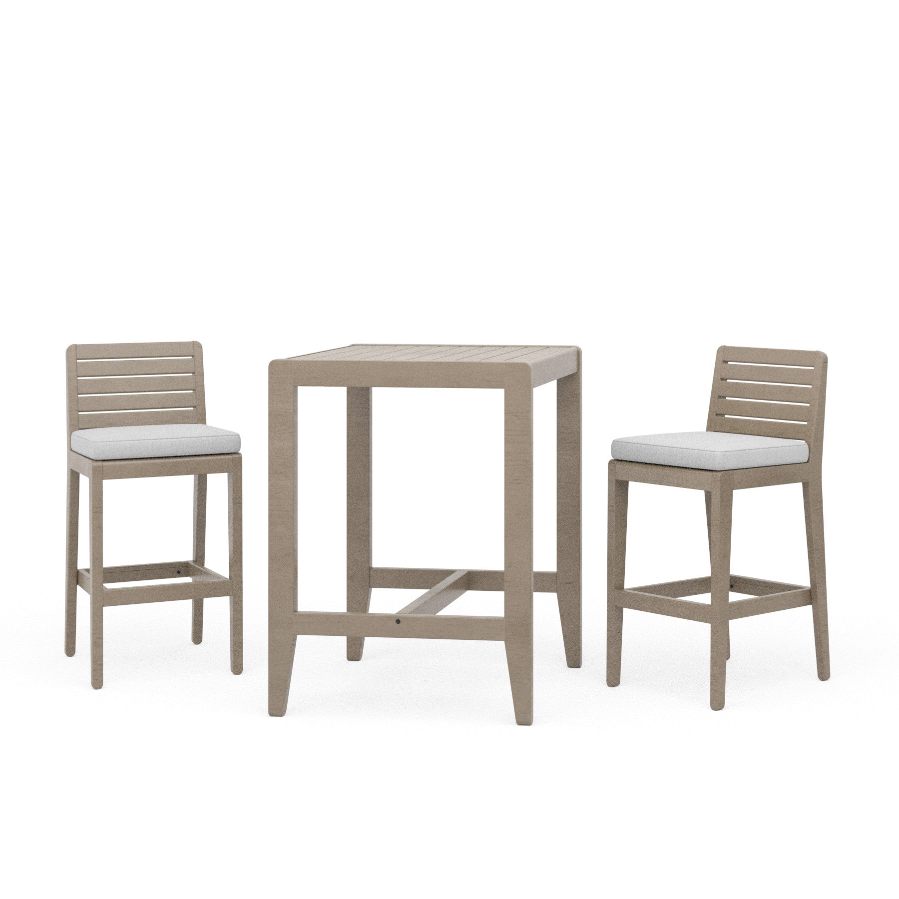 Homestyles Sustain Wood Outdoor High Bistro Table and Two Stools in Gray Walmart