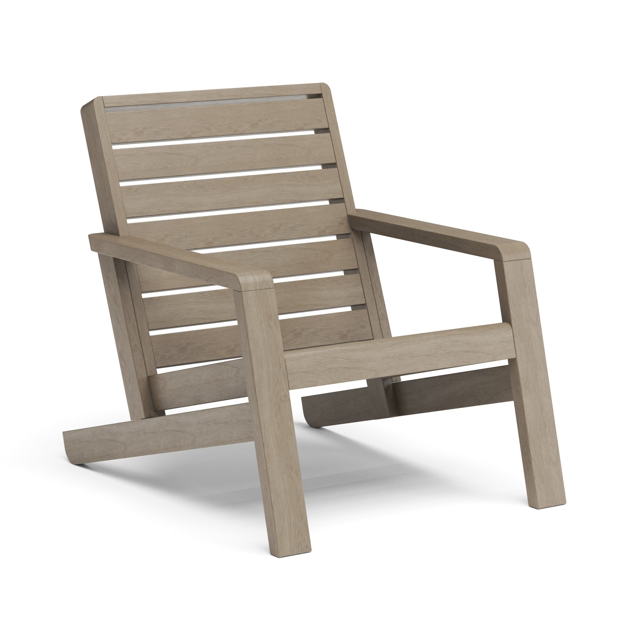 Gray Acacia Wood Outdoor Lounge Chair with Arms