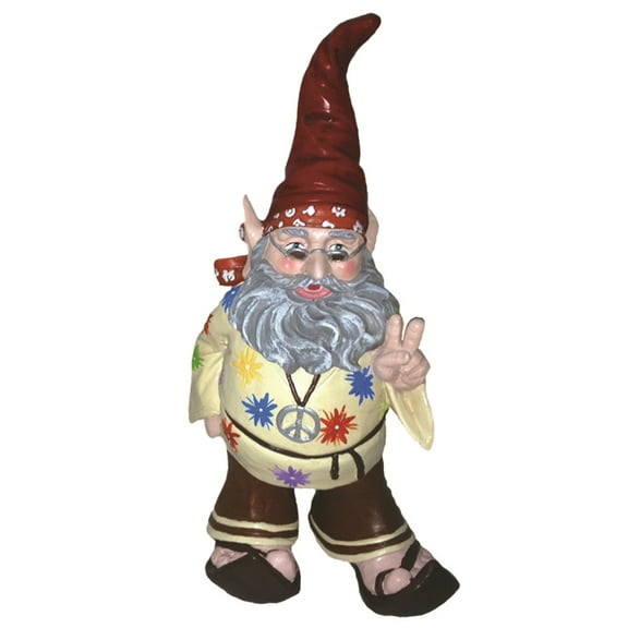 Homestyles The 60's Jerry "Peace Man" Hippie Groovy Gnome Home & Garden Large Outdoor Statue 14"H