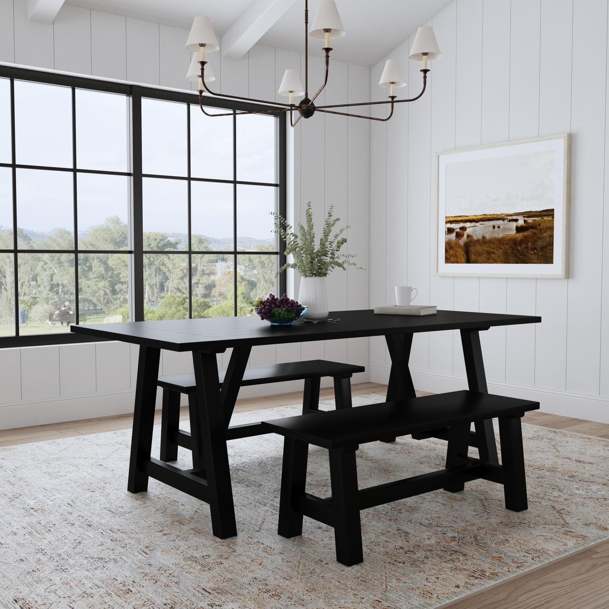 Black Reclaimed Wood Rectangular Dining Table, Seats Eight