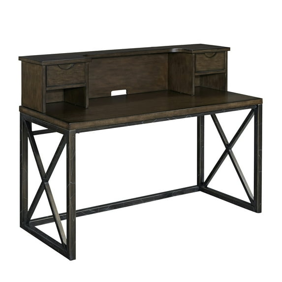 Homestyles Xcel Wood Writing Desk and Hutch in Brown
