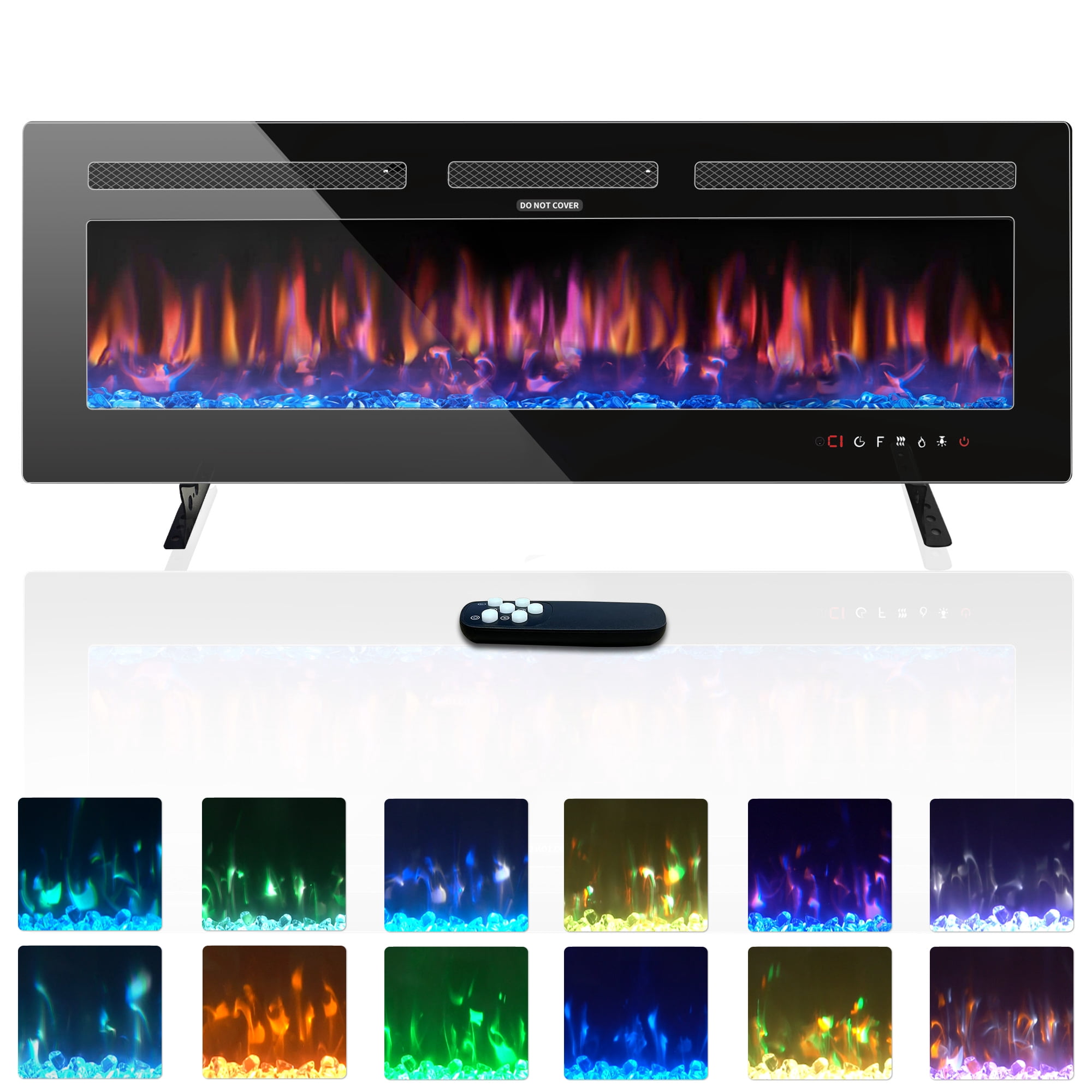 "Homesuit 50"" Remote Electric Fireplace with Crystal Decor, Free