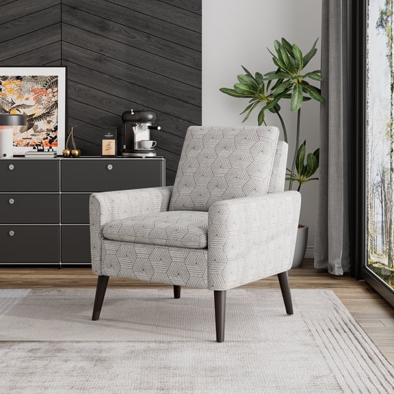 Homesvale Allyson Mid-Century Modern Small Space Armchair, Tan and Cream Honeycomb Polyester