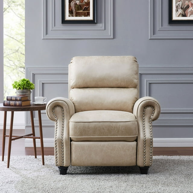 Homesvale Cari Tan Faux Leather Push Back Recliner Chair