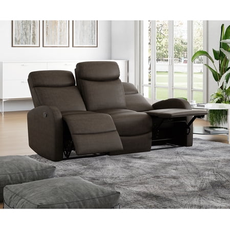 Homesvale Kamryn 3-Seat Modular Recliner Sofa in Distressed Gray Faux Leather