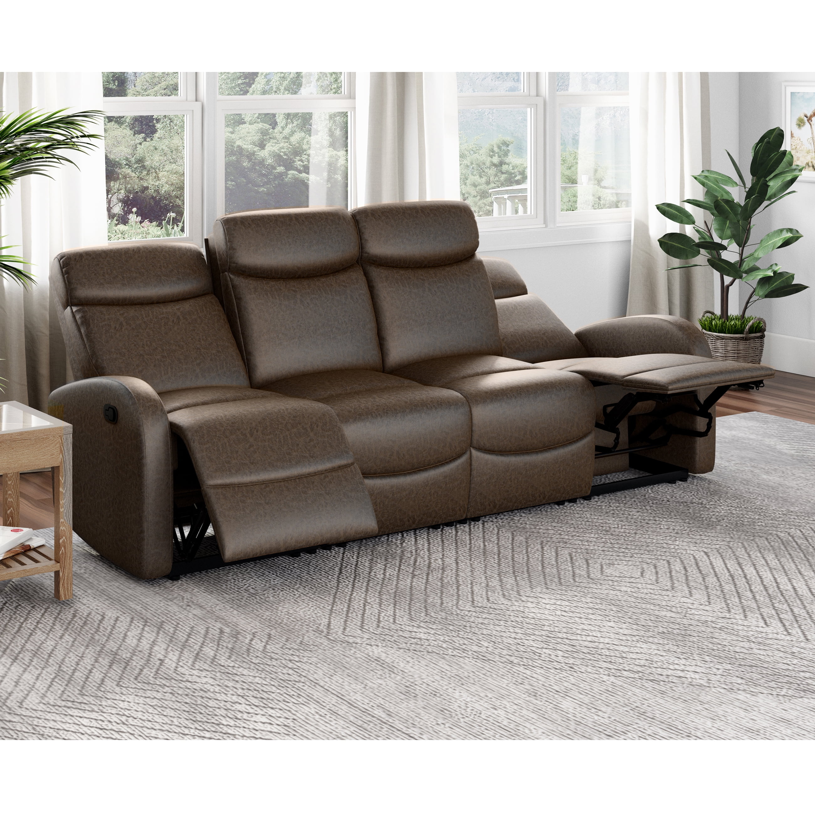 Homesvale Kamryn 4 Seat Modular Recliner Sofa in Distressed Brown