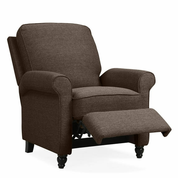 Homesvale Lincoln Push Back Recliner Chair, Brown Linen-like Fabric