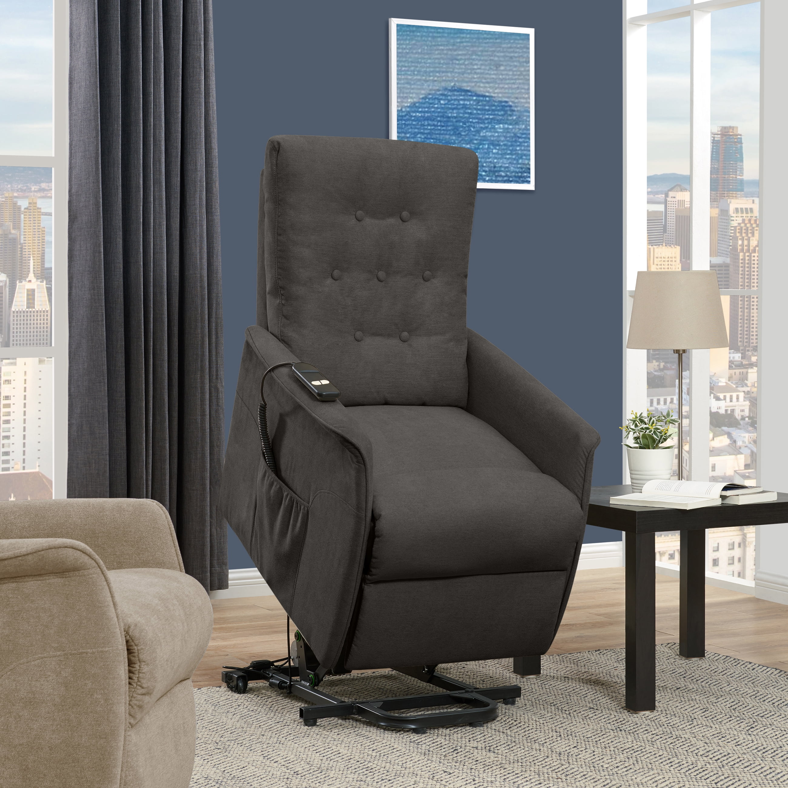 Homesvale Power Recline and Lift Chair, Gray Velvet