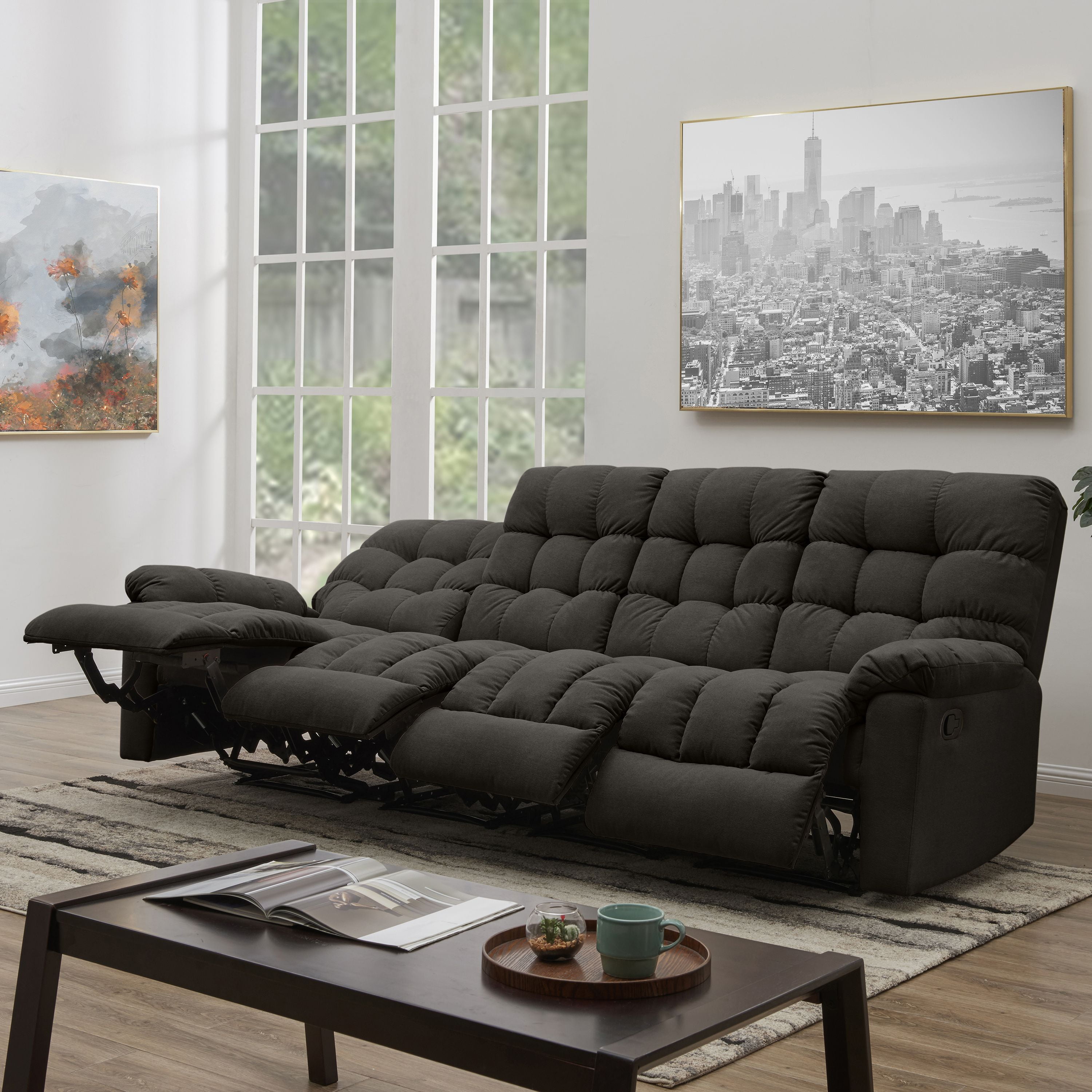 Homesvale Reclining 4 Seat Sofa Dark Gray Com