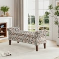 thumbnail image 1 of Homesvale Wallen 56.5"W x 24.5" H Storage Bench Ottoman with Rolled Arms for Living Room, Bedroom, Entryway, Amber & Brown Damask Pattern, 1 of 8