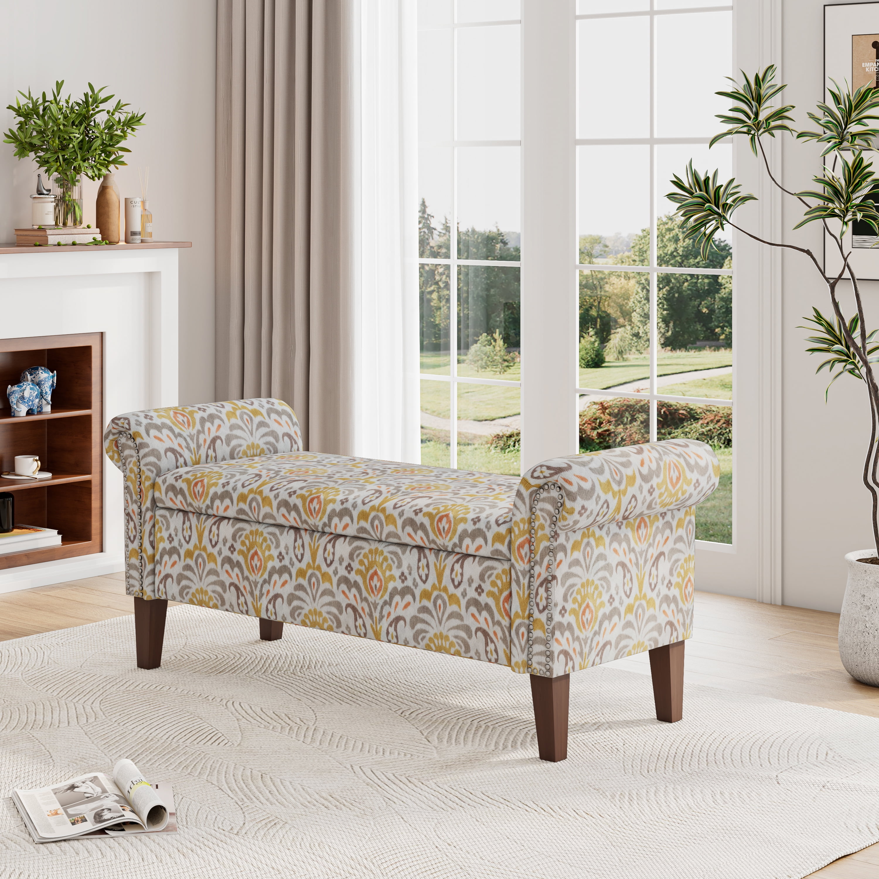 Rolled arm storage ottoman discount