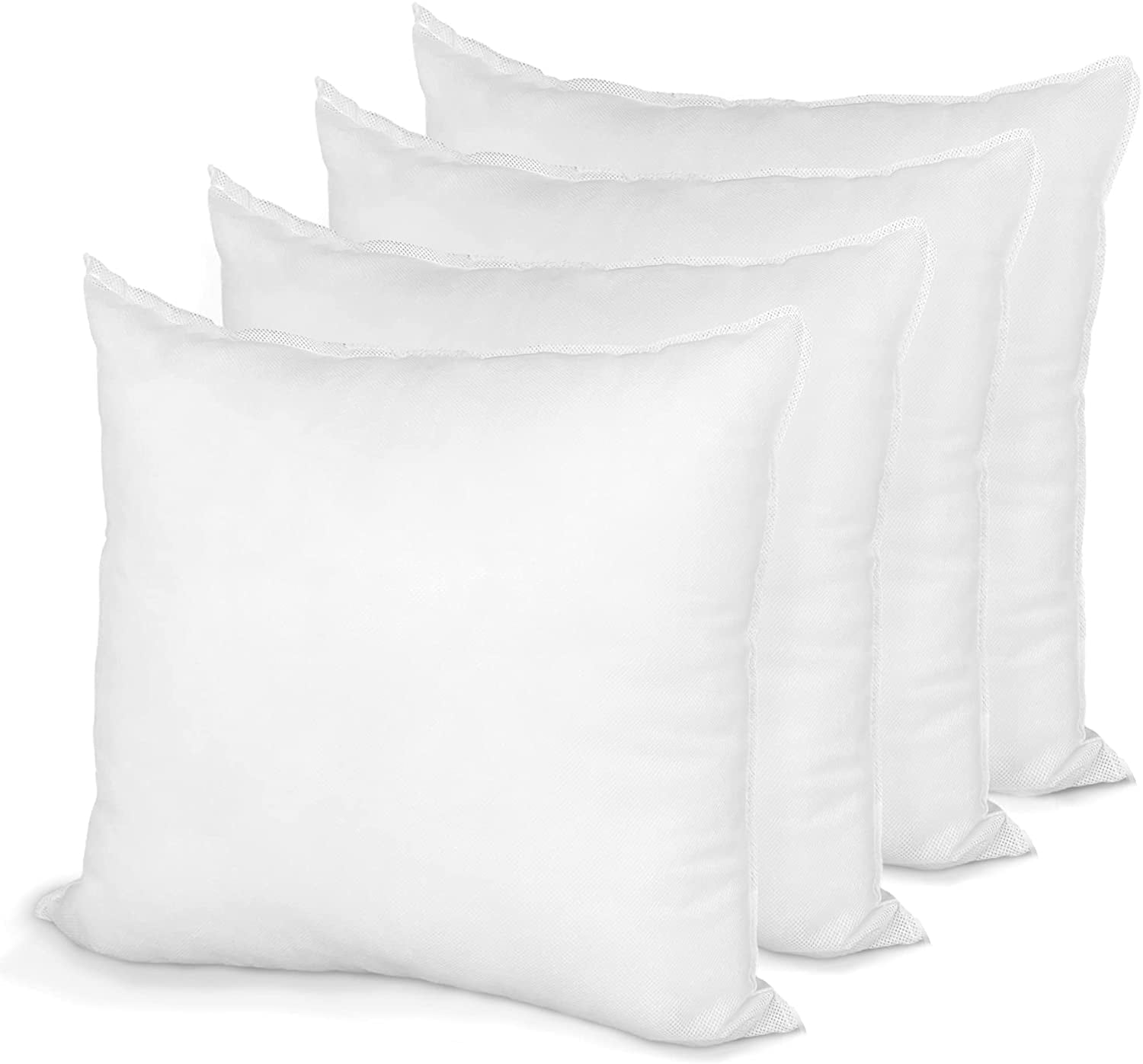 14" x 14" White Polyester Square Pillow Inserts, 4 Pack
