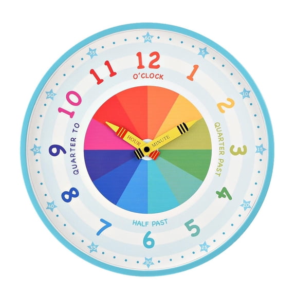 Hometime Kid's Tell the Time Wall Clock - Blue 30cm