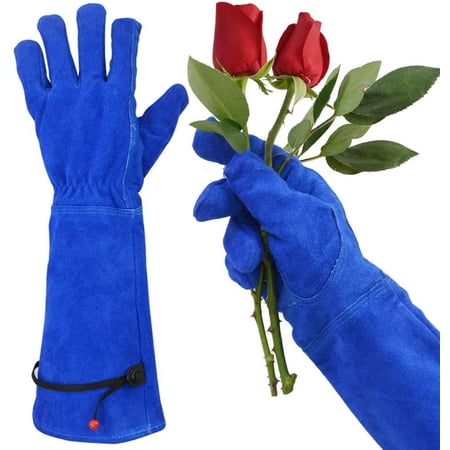 Hometimes 1 Pair Rose Pruning Gloves for Women Gardening, Long Ladies Thorn Proof Garden Gloves (Large, Blue)