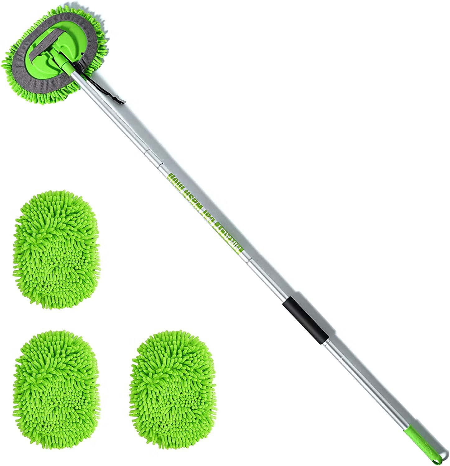Wontolf 62\ Car Wash Brush with Long Handle Chenille Microfiber Car Wash Mop Car Washing Brush Cleaning Kit Windshield Window Squeegee Car Duster Mic