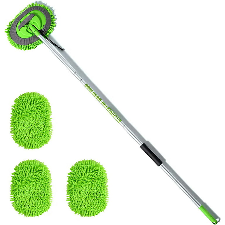 Hometimes 2 in 1 Car Wash Brush, 62 Car Wash Mop with Long Handle,  Chenille Microfiber Car Washing Mitt, Extension Pole Flexible Rotation  Scratch