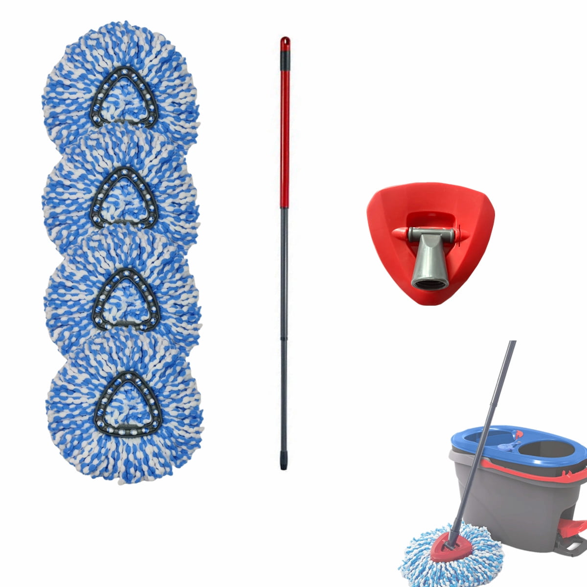 Hometimes 4 Spin Mop Refills +1 Handle+1 Base for OCEDAR Easywring